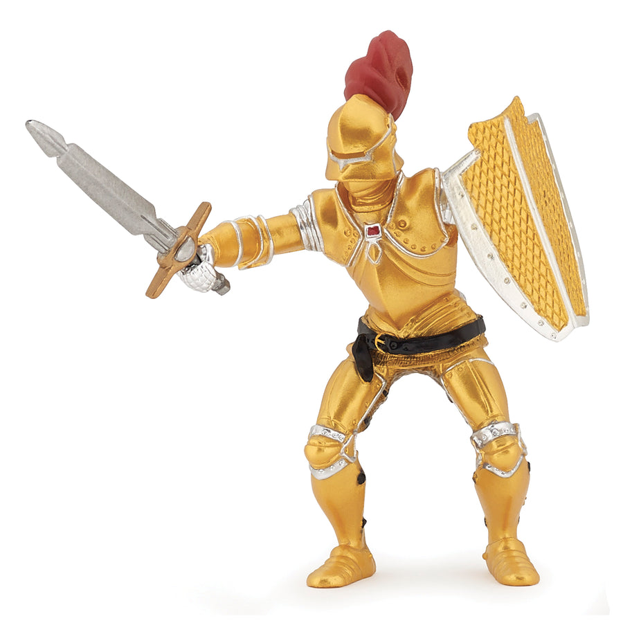Chevalier or en armure Papo en PVC, Collection Médiéval, jouet éducatif idéal pour enfants et collectionneurs