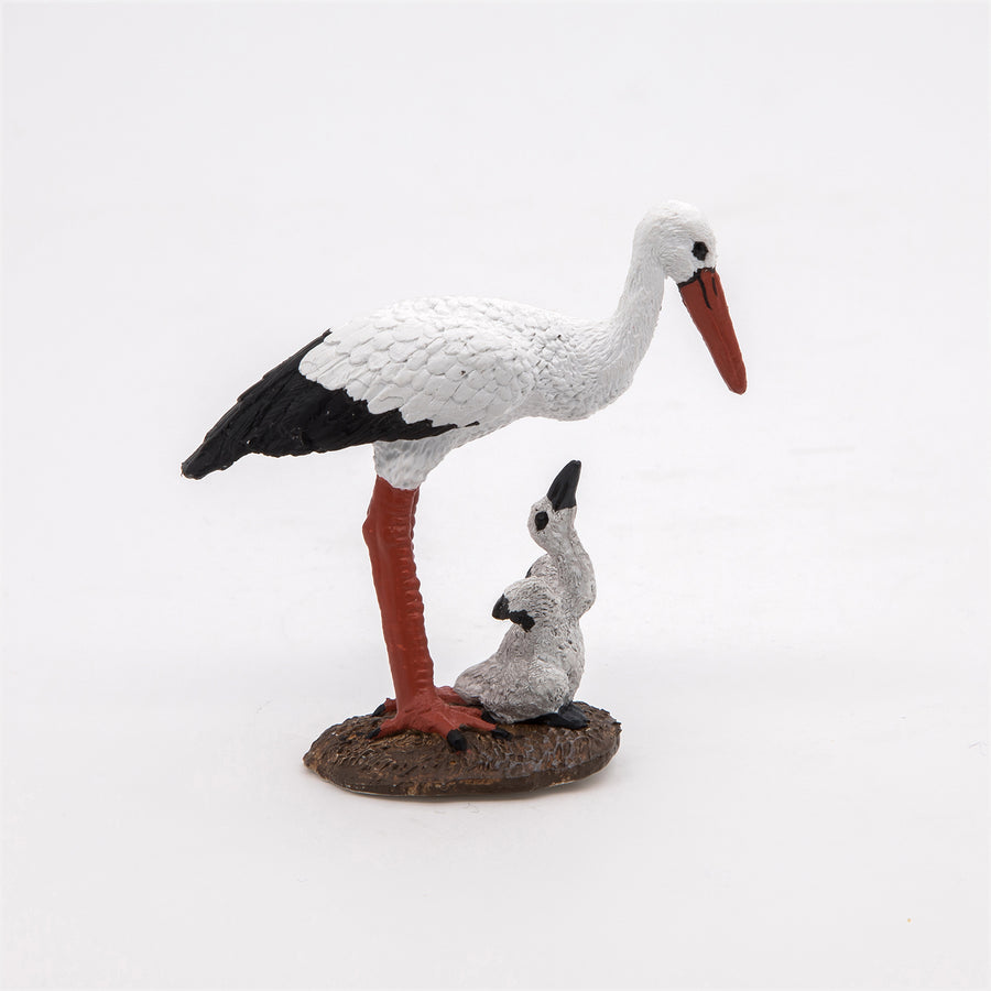 Figurine Cigogne et son bébé Papo en PVC, thème oiseaux, Collection Animaux sauvages, jouet éducatif idéal pour enfants et collectionneurs
