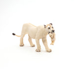 Figurine Lionne blanche avec lionceau Papo en PVC, thème félins, Collection Animaux sauvages, jouet éducatif idéal pour enfants et collectionneurs