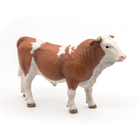 Figurine Taureau simmental Papo en PVC, Collection Vie à la ferme, jouet éducatif idéal pour enfants et collectionneurs