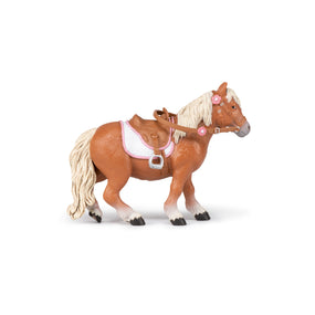 Figurine Poney Shetland avec selle Papo en PVC, Collection chevaux, jouet éducatif idéal pour enfants et collectionneurs