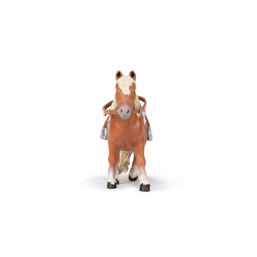 Figurine Poney Shetland avec selle Papo en PVC, Collection chevaux, jouet éducatif idéal pour enfants et collectionneurs