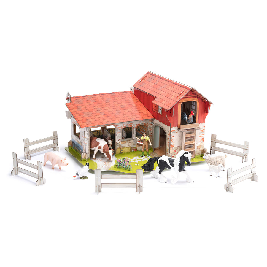 La ferme Papo en carton renforcé, Collection Vie à la ferme, jouet éducatif idéal pour enfants et collectionneurs